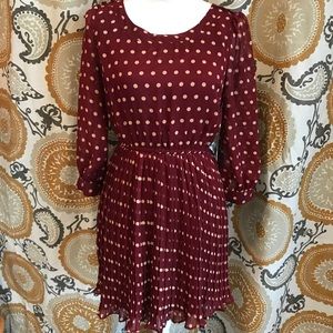 Maroon polka dot dress